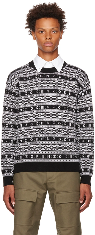Shop Kenzo Black  Paris Jacquard Sweater In 99 - Black