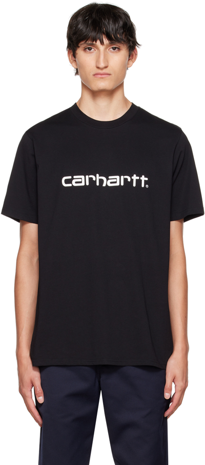 Shop Carhartt Black Script T-shirt In 0d2xx Black / White