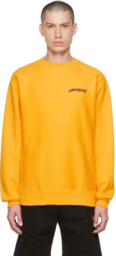 Shop Cowgirl Blue Co Yellow Script Sweatshirt In Gold