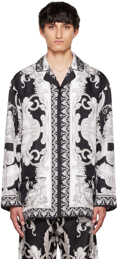 Shop Versace Black Baroque Shirt In 5b040 Nero+bianco