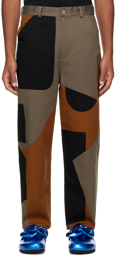 Shop Jw Anderson Khaki Patchwork Fatigue Trousers In 575 Khaki