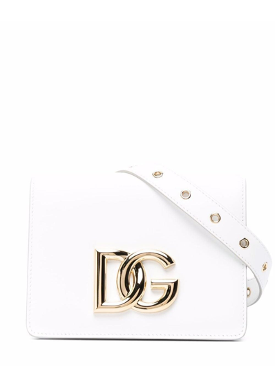 Shop Dolce & Gabbana White Millennials Logo Crossbody Bag