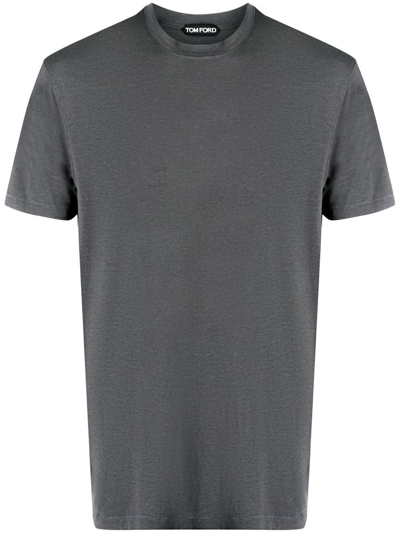 Shop Tom Ford Grey Crew-neck Fitted T-shirt