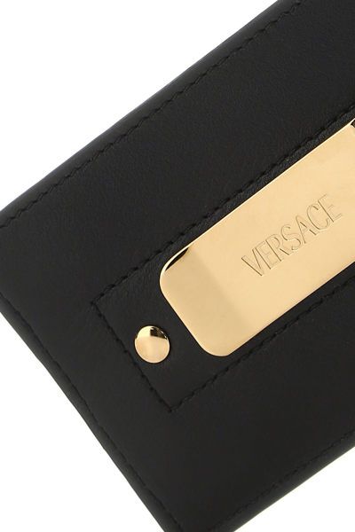 Versace Black Leather Card Holder  Nd  Uomo Tu