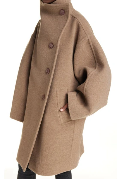 Shop Acne Studios Oschelle Boiled Wool Blend Overcoat In Light Brown