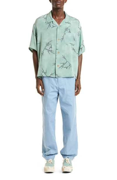 Visvim Green Harmon Floral Print Silk Shirt | ModeSens