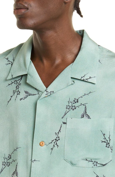 Visvim Green Harmon Floral Print Silk Shirt | ModeSens