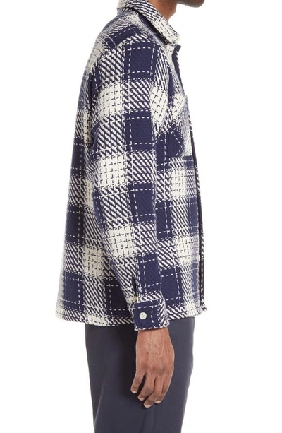 Wax London Whiting Marine Beatnik Button-up Overshirt In Marine Beatnik