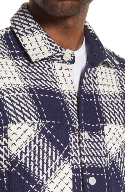 Wax London Whiting Marine Beatnik Button-up Overshirt In Marine Beatnik