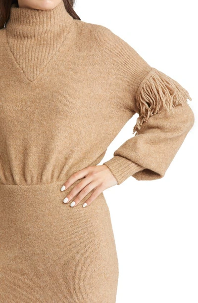 Shop Saylor Angelle Scrunch Neck Long Sleeve Sweaterdress In Oatmeal