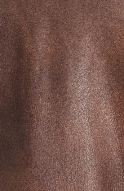 Schott Cowhide Bomber Jacket With Genuine Shearling Collar In Brown