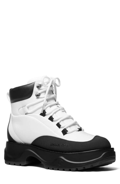 Shop Michael Michael Kors Dupree Hiker Boot In Black/ Optic White