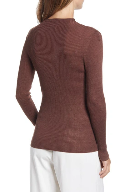 Nordstrom Rib Mock Neck Sweater In Brown Pinecone