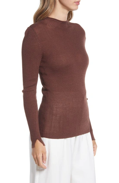 Nordstrom Rib Mock Neck Sweater In Brown Pinecone