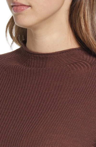 Nordstrom Rib Mock Neck Sweater In Brown Pinecone