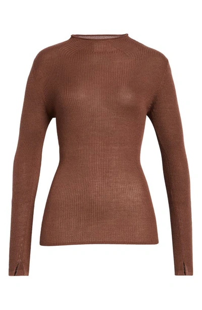 Nordstrom Rib Mock Neck Sweater In Brown Pinecone