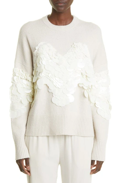 Shop Altuzarra Mayim Paillette Crewneck Sweater In Ivory