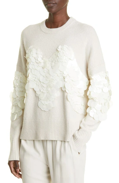 Shop Altuzarra Mayim Paillette Crewneck Sweater In Ivory