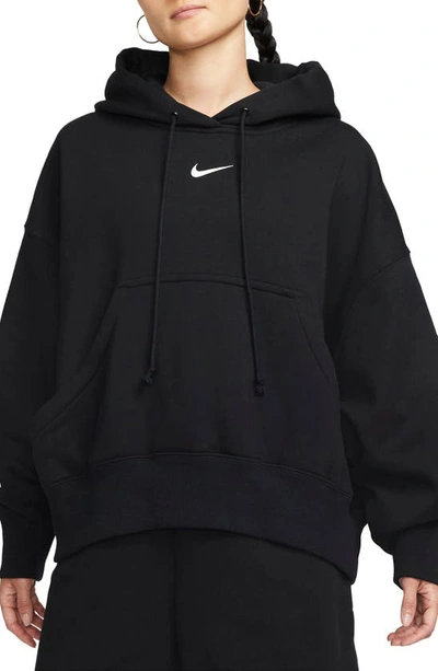 Shop Nike Sportswear Phoenix Fleece Pullover Hoodie In Black/ Sail