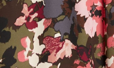 Shop Anne Klein Floral Ruffle Neck Blouse In Chianti Combo