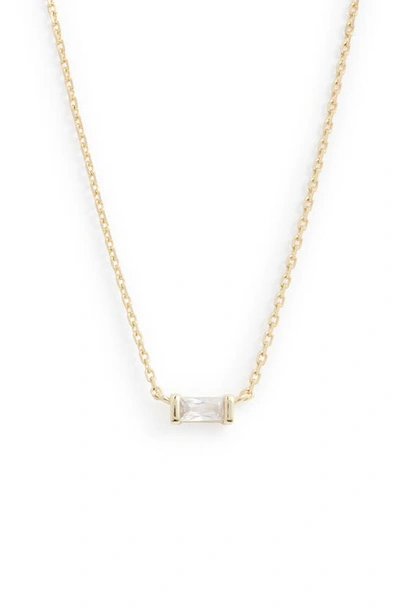 Kendra Scott Juliette Baguette Cubic Zirconia Adjustable Pendant Necklace In 14k Gold Plated, 19 In Gold White Crystal