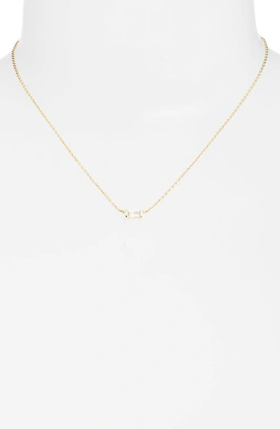 Kendra Scott Juliette Baguette Cubic Zirconia Adjustable Pendant Necklace In 14k Gold Plated, 19 In Gold White Crystal
