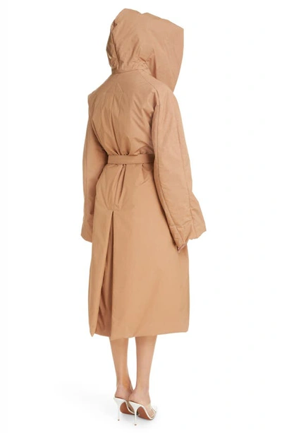 Shop Alaïa Hooded Wrap Coat In Nude