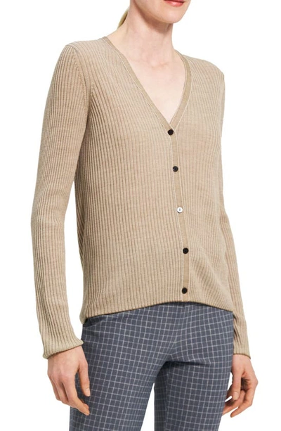 Micro Regal Wool Slim-fit Cardigan In Brown