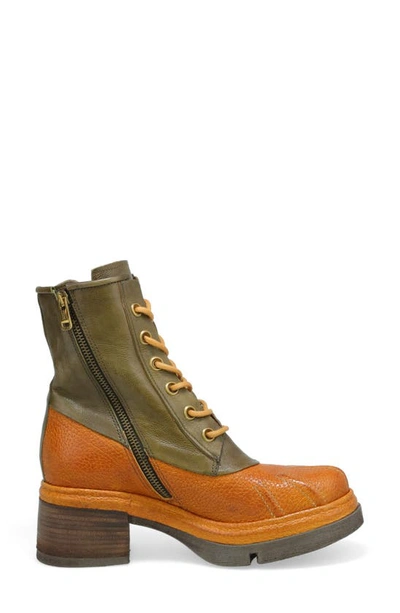 Shop As98 Everett Block Heel Combat Boot In Nachos-jungle