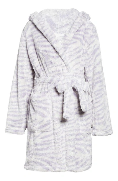 Ugg Aarti Faux Shearling Hooded Robe In Cloudy Grey Zebra