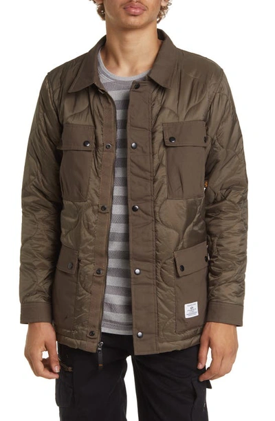 Shop Alpha Industries Onion Quilted Shirt Jacket In Vintage Brown