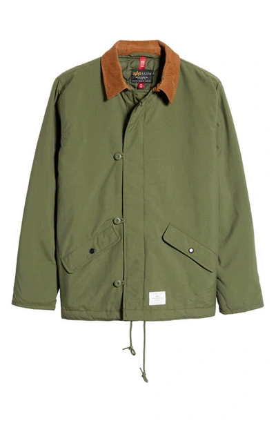 Shop Alpha Industries Nylon Deck Jacket In Dark Green
