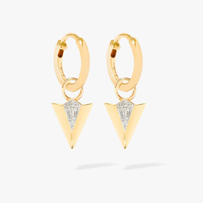 Shop Annoushka Flight 18ct Yellow Gold Diamond Arrow Hoop Earrings