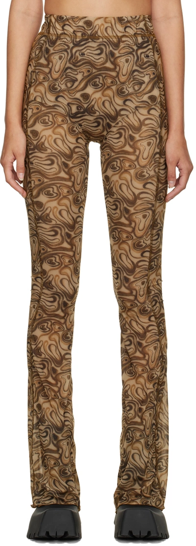 Shop Avavav Brown Apartment Trousers In Brown Wobble Print