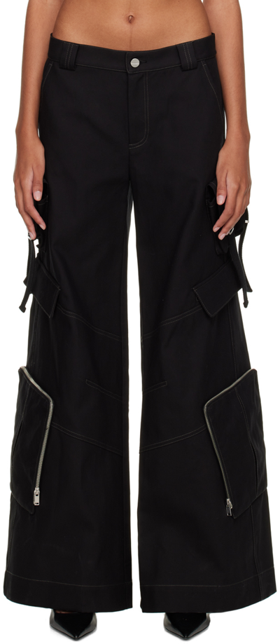Shop Dion Lee Black Multi-pocket Cargo Trousers