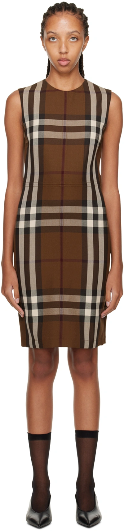 Burberry Maci Short Sleeve Dress In Dark Birch Brown Ip