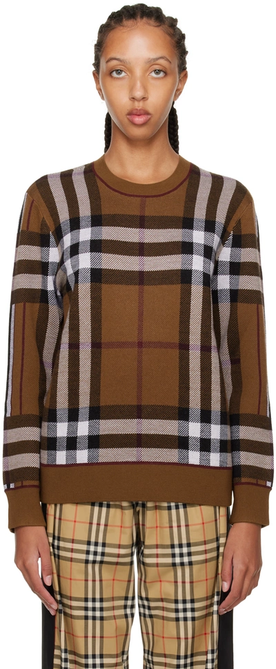 Shop Burberry Brown Fallon Sweater In Dark Birch Brown