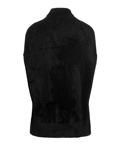 Sapio Roll-neck Knitted Velvet Cape In Black