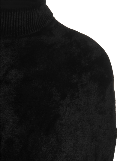 Sapio Roll-neck Knitted Velvet Cape In Black