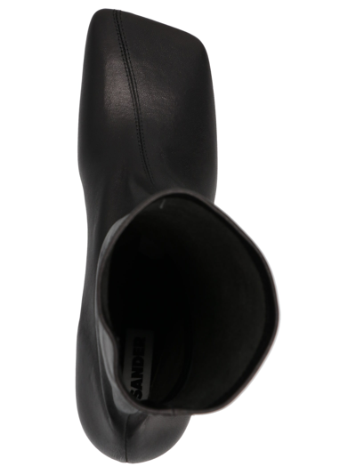 Shop Jil Sander Squared Toe Nappa Ankle Boots In Black