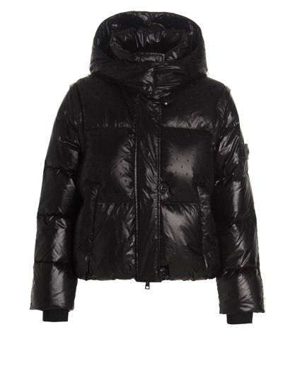 Shop Red Valentino Polka Mesh Puffer Jacket In Black