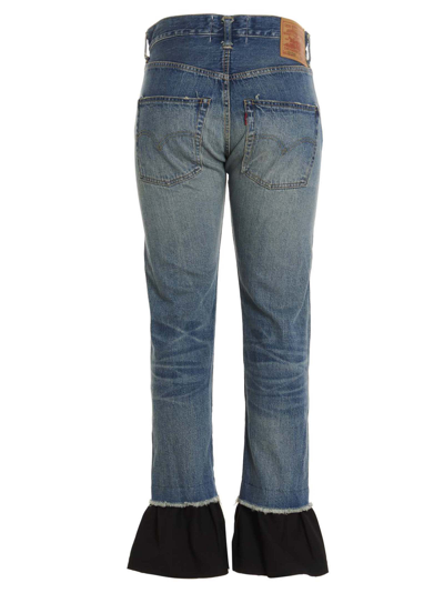 JUNYA WATANABE Size S Blue Black Red Cotton Wide-Leg Cropped Jeans