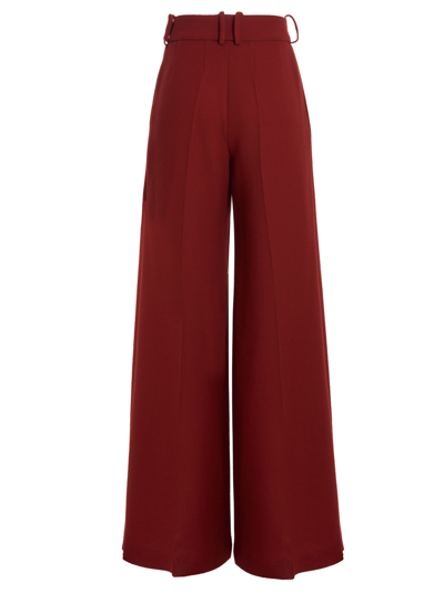 Shop Alexandre Vauthier Pin Tuck Wide Trousers In Red