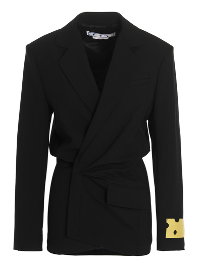 Shop Off-white Dry Wo Twist Blazer Dress In Black