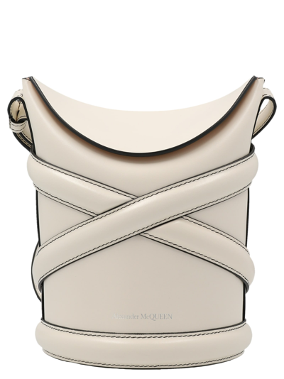 Shop Alexander Mcqueen The Curve Small Bucket Bag In White