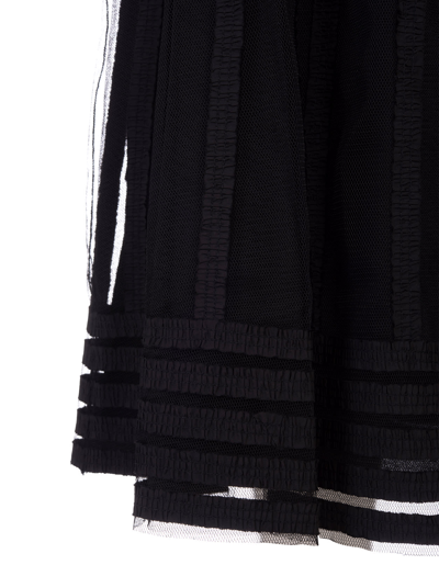 Shop Red Valentino Black Midi Skirt In Point Desprit Tulle With Ribbons In Nero