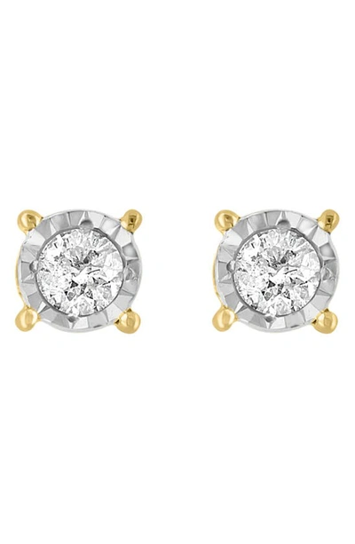 Shop Effy Gold Plated Sterling Silver Diamond Stud Earrings In Yellow