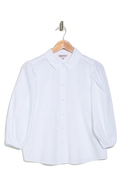 Nanette Lepore Three-quarter Puff Sleeve Poplin Shirt In Brilliant White