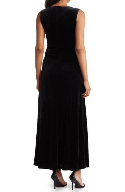 Love By Design Munich Velvet Twist Front Sleeveless Maxi Dress In Black