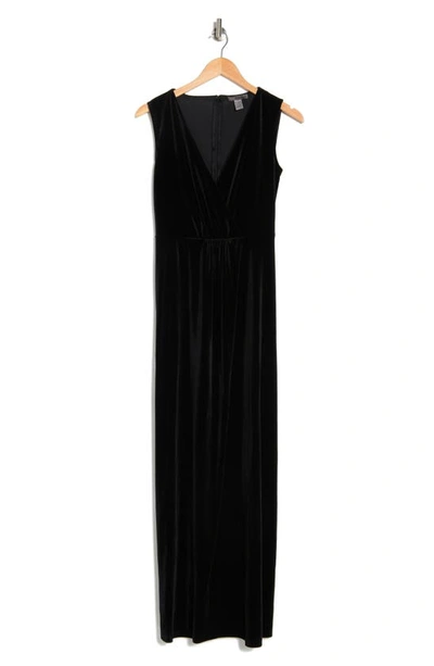 Love By Design Munich Velvet Twist Front Sleeveless Maxi Dress In Black